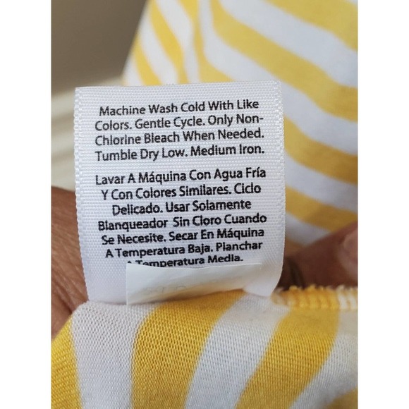 Time And Tru Yellow White Striped Round Neck Sleeveless Knee Length Dress XL - Picture 11 of 13